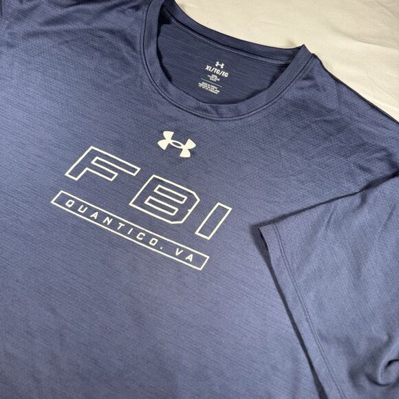 Under Armour Shirt FBI Quantico Men’s Blue Tech Short Sleeve Athletic XL - Picture 1 of 7